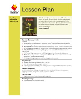 Lesson Plan - Plants: The Key to Life