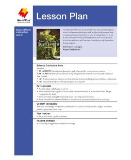 Lesson Plan - Amazing Animal Survivors